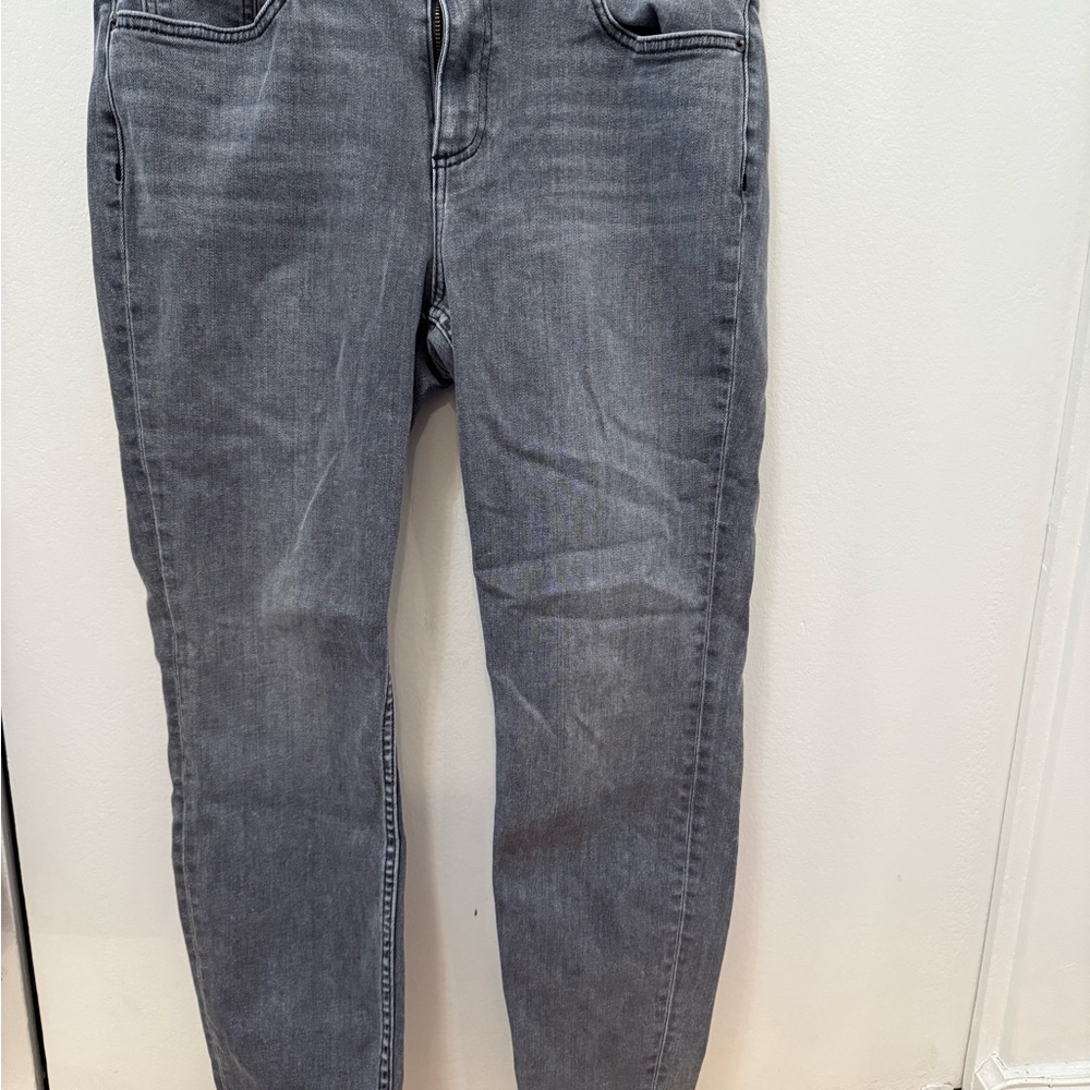 Lafayette 148 New York Gray Skinny Jeans with Washed Texture